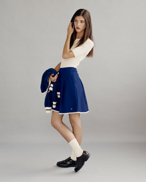 V Neck Pointelle Knit Polo