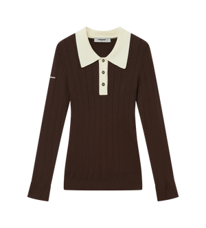Long Sleeve Pointelle Knit Polo