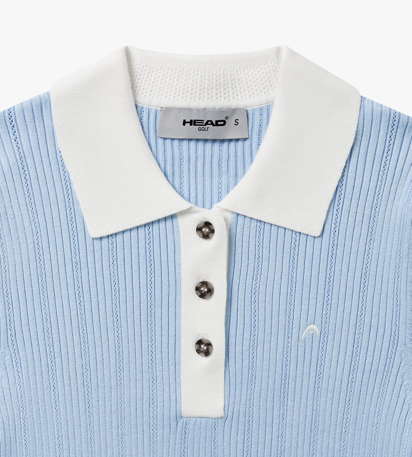 Womens Long Sleeve Pointelle Knit Polo
