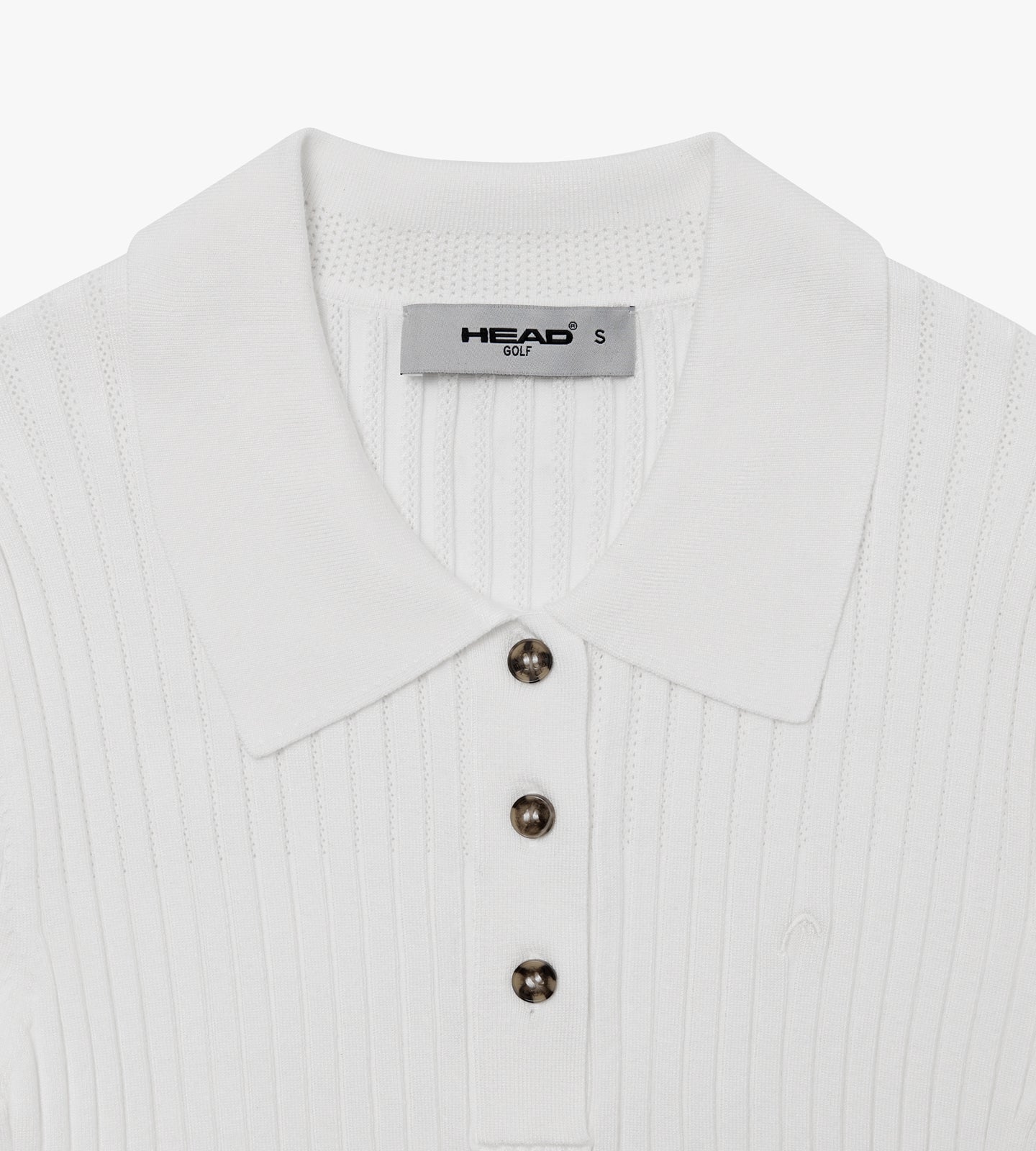 Pointelle Rib Long Sleeve Knit Polo - White | Head Golf